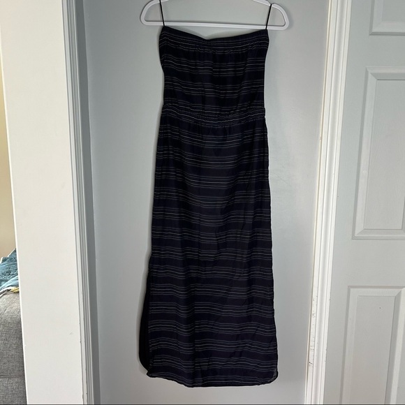 Theory Blue Striped Bramnen Sleeveless Summer Maxi Dress - Picture 4 of 7